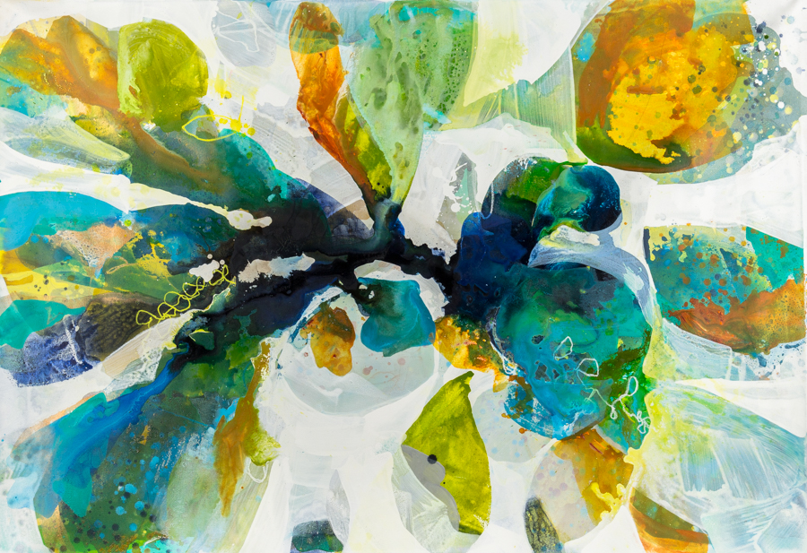 Barber-Leventhal, "Tree Blooms 7," Mixed Media on Canvas, 49.5 x 71.5 in. 