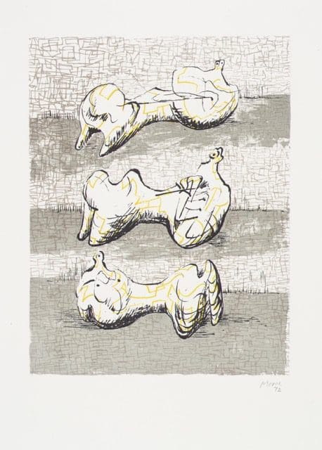 Moore, "3 Reclining Figures," Lithograph