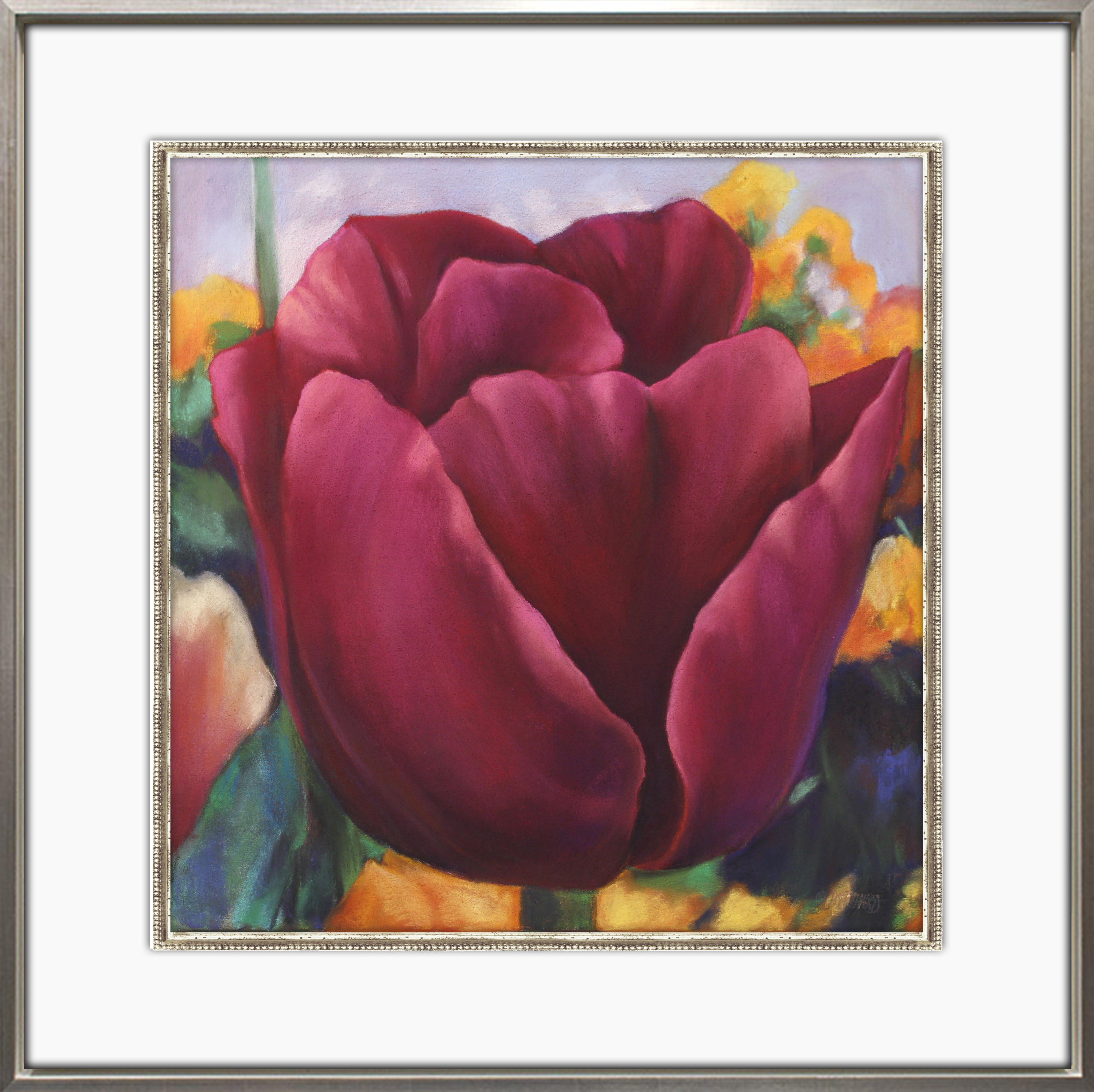 Pritchard, "Tulip IV," Pastel on Canvas, 28 x 28 in. 