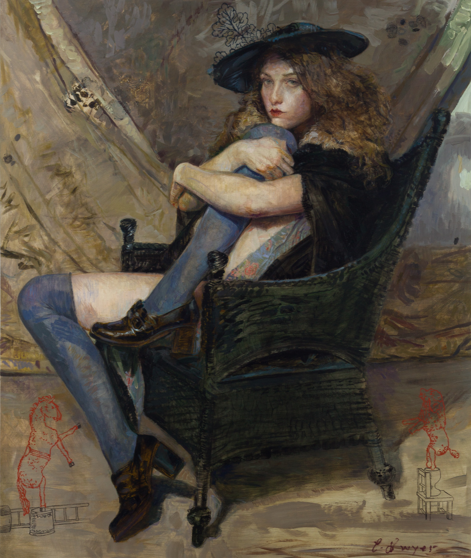 Dwyer, "Vera Seated," Oil on Canvas, 53 x 44 in. 