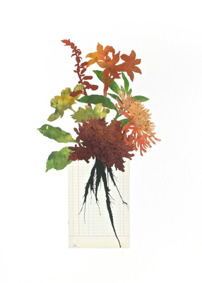  Title: BLOOMS + STEMS 1 , Size: 30 X 22; 32.5 X 24.5 , Medium: Mixed Media on Paper , Price: $1,850.00