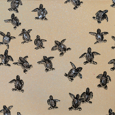  Title: SEA TURTLES 1 , Size: 24 X 24; 26 X 26 , Medium: Oil and Acrylic on Canvas , Price: $3,200.00