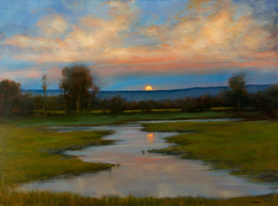  Title: TRANQUILITY AT SUNSET , Size: 36 X 48; 43.5 X 55.5 , Medium: Oil on Canvas