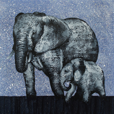 Title: ELEPHANTS , Size: 48 X 48; 50 X 50 , Medium: Oil and Acrylic on Canvas