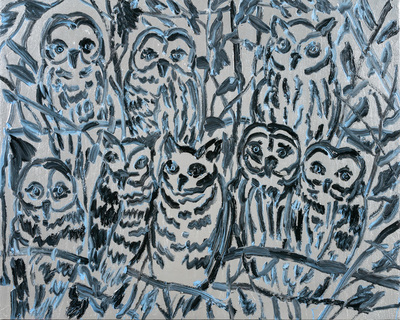  Title: OWLS WASHINGTON , Size: 40 X 50; 42 X 52 , Medium: Oil on Canvas
