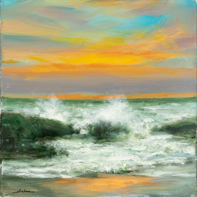  Title: SUNSET SURF , Size: 12 X 12; 20.5 X 20.5 , Medium: Oil on Canvas