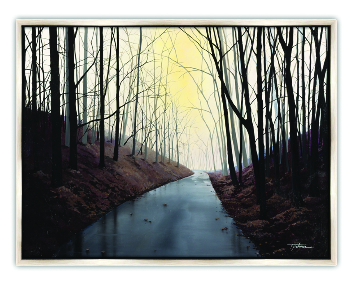 Palmer, Mist in the Distance, "Acrylic on Canvas," 36 x 48 in. | Silver Floater Frame