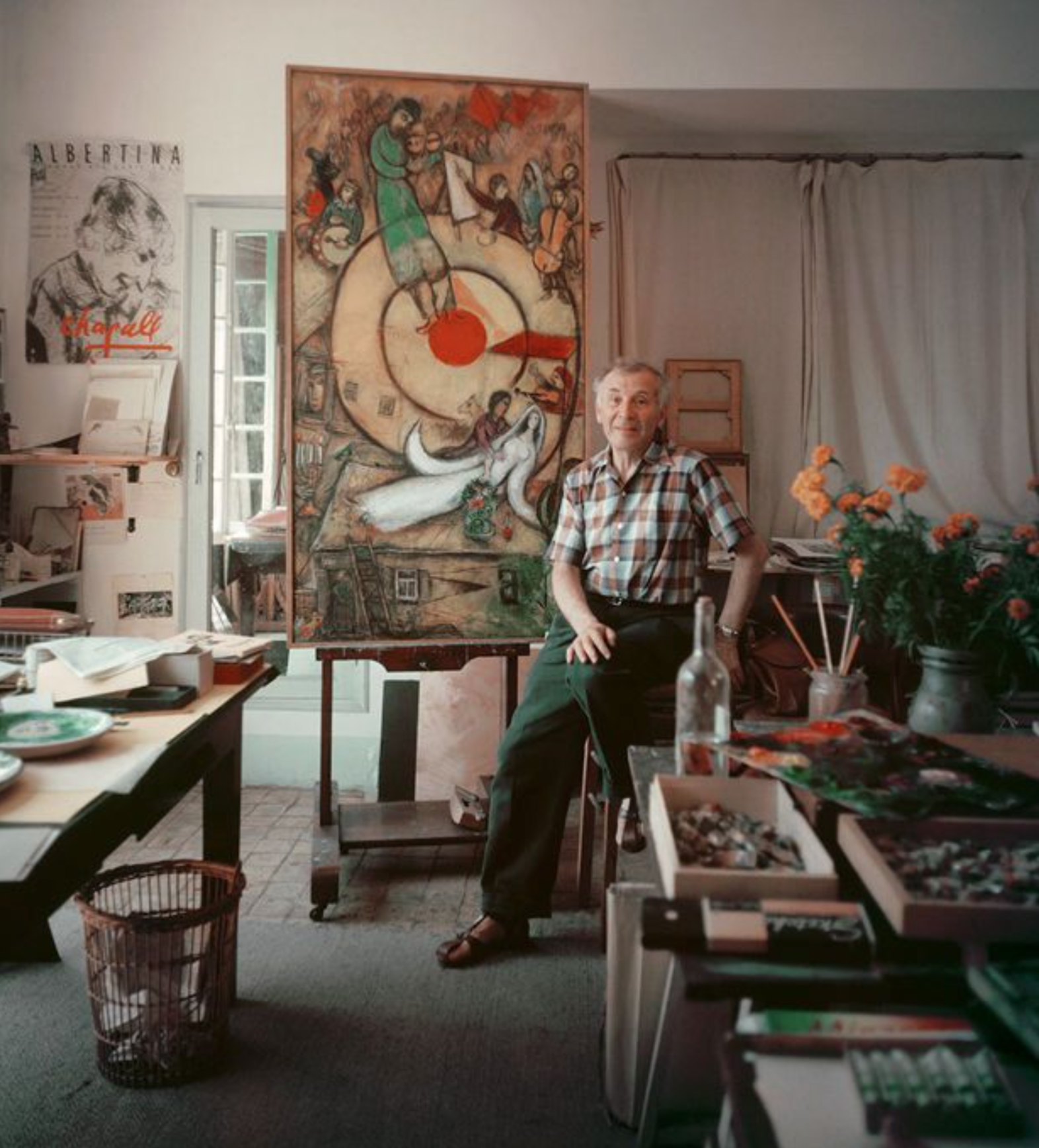 Chagall in his Paris studio in 1955