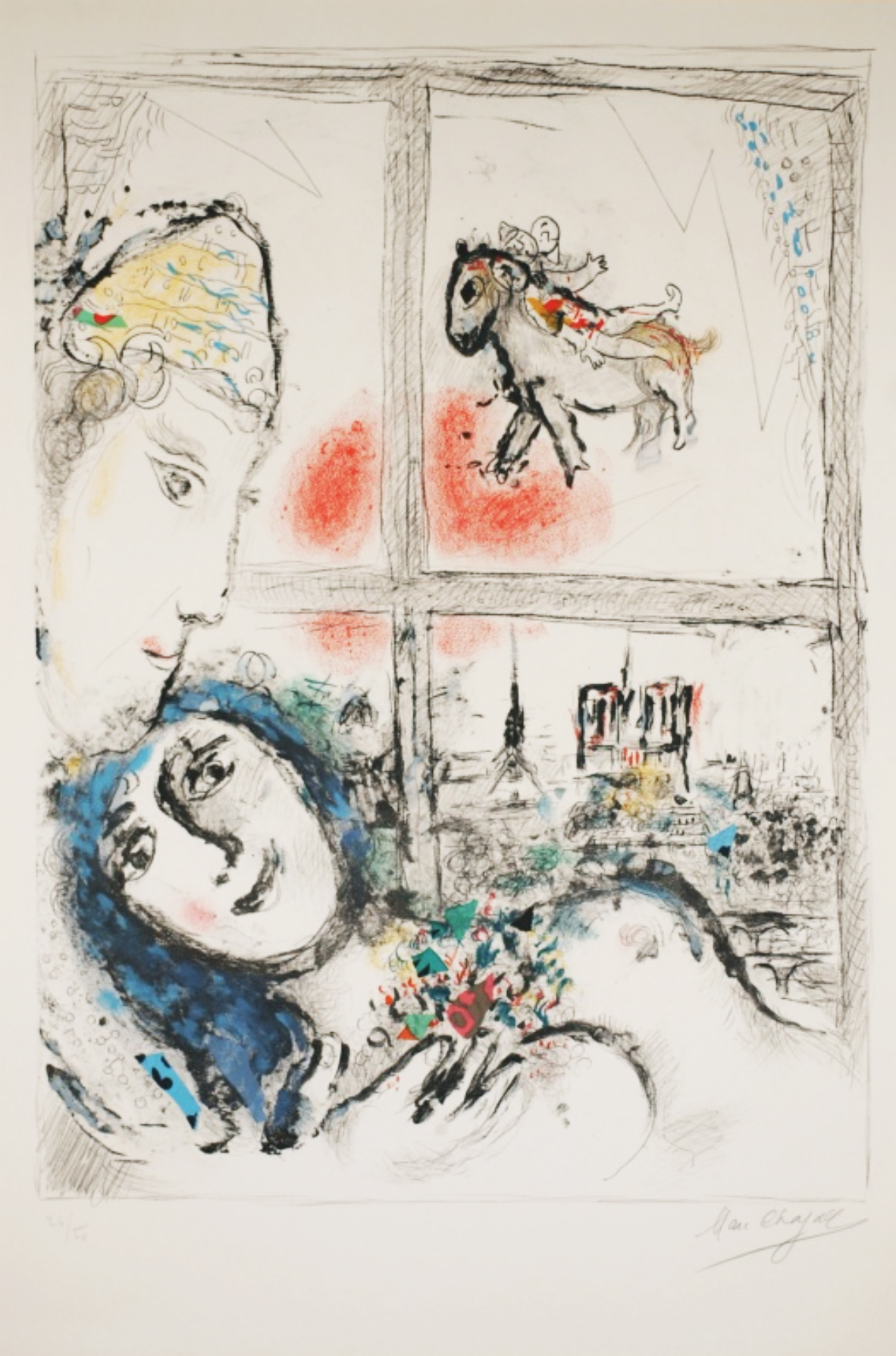 Chagall, "Paris From My Window,"Lithograph, 40 x 30 in.