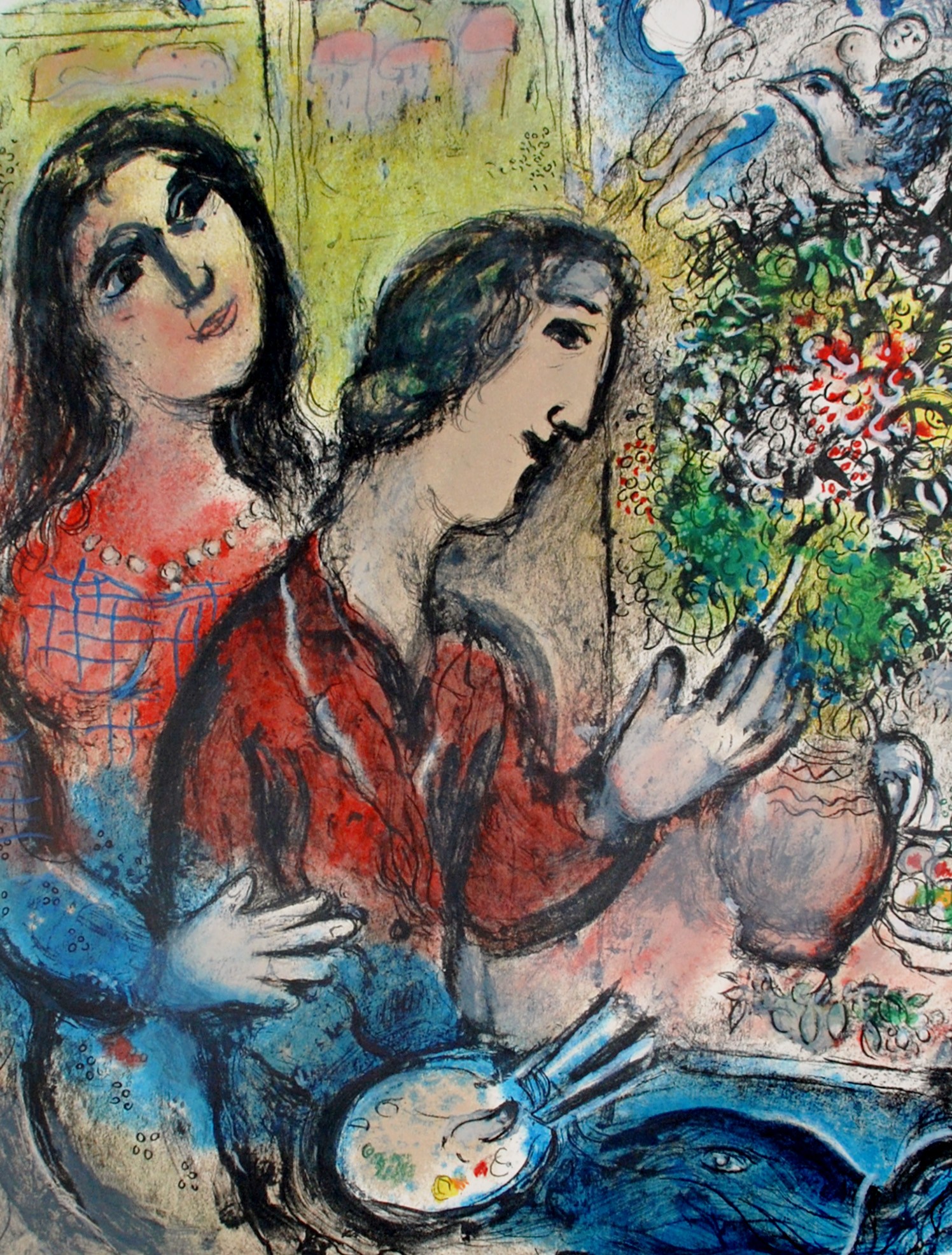 Chagall, "The Artist's Wife," Gouache on Paper, 29 x 22.25 in.