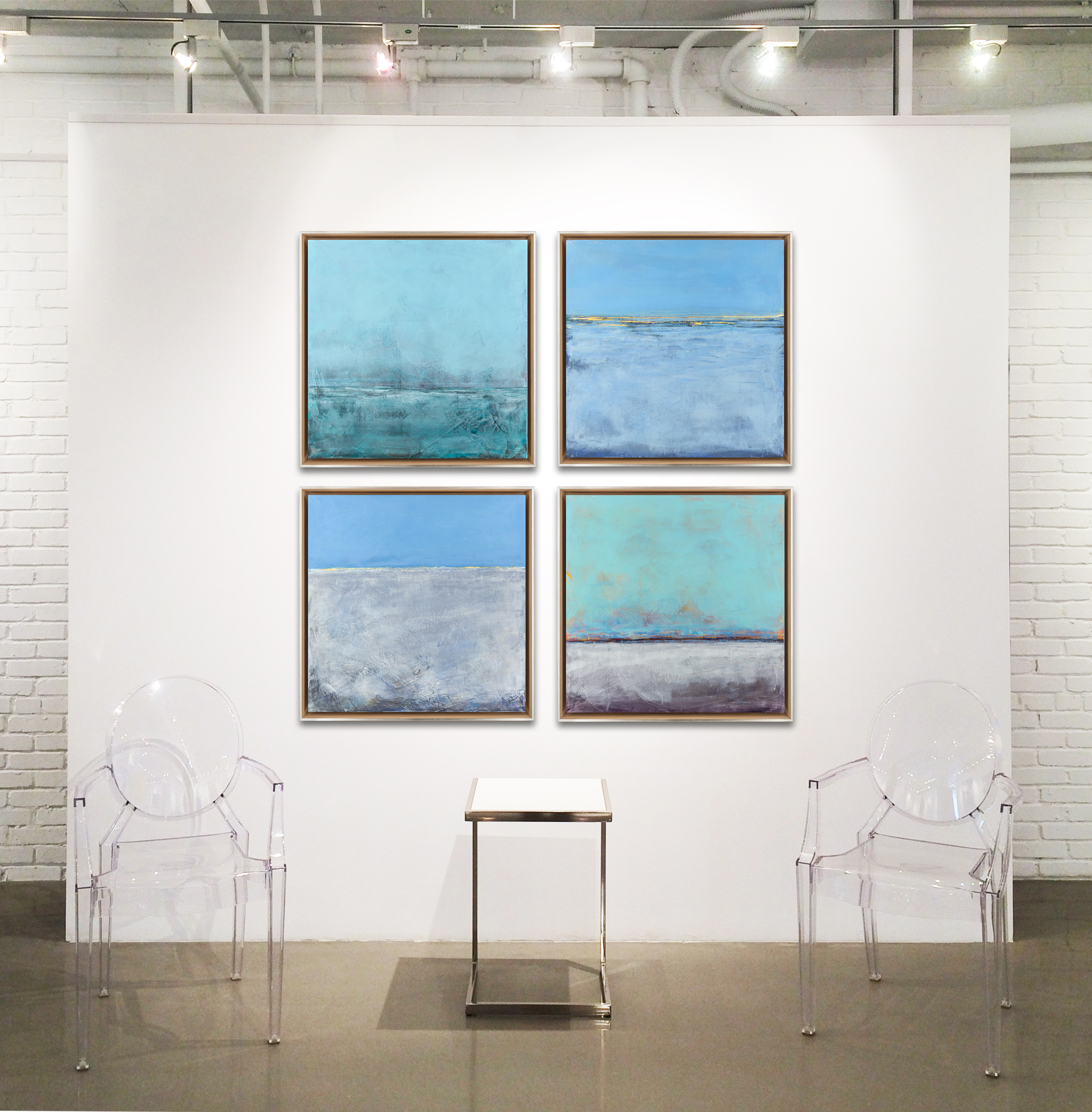 Erickson, "All to Myself" series, Oil and Wax on Panel, 24 x 24 in. each