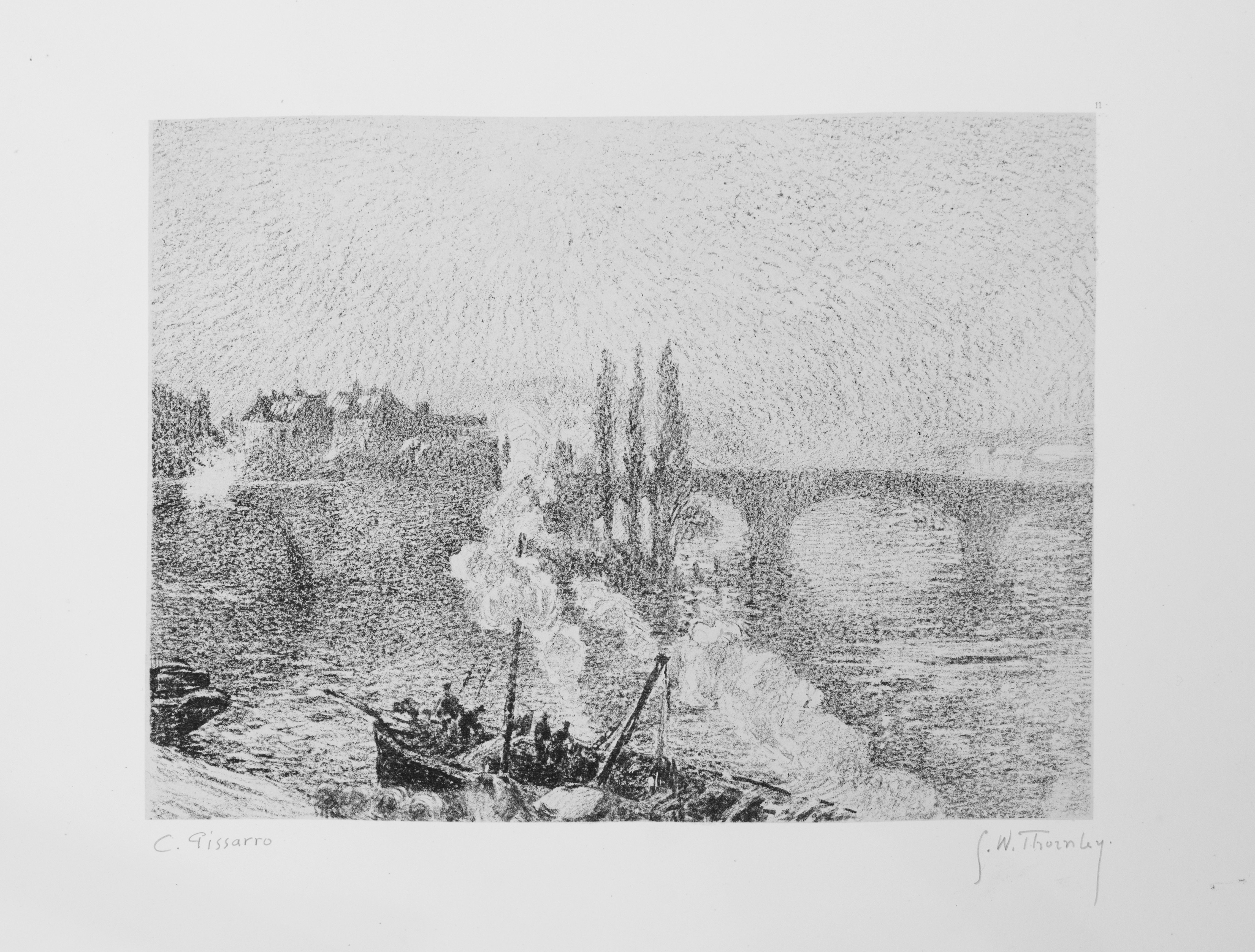 Pissarro / Thornley, "Ponts a Rouen," c. 1900, Lithograph, 8 1/4 x 10 3/8 in.