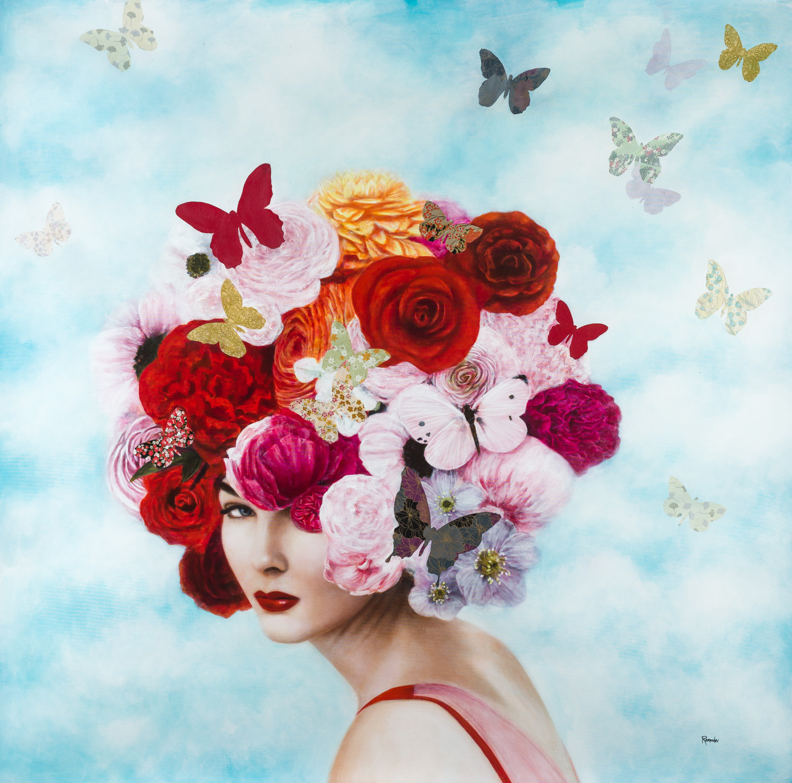 Remender, "Fleur D'Ete," Acrylic on Canvas, 55 x 55 in. 