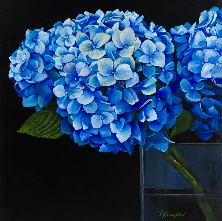 Miagkov, "Sapphire Pair," Oil on Canvas, 48 x 48 in.