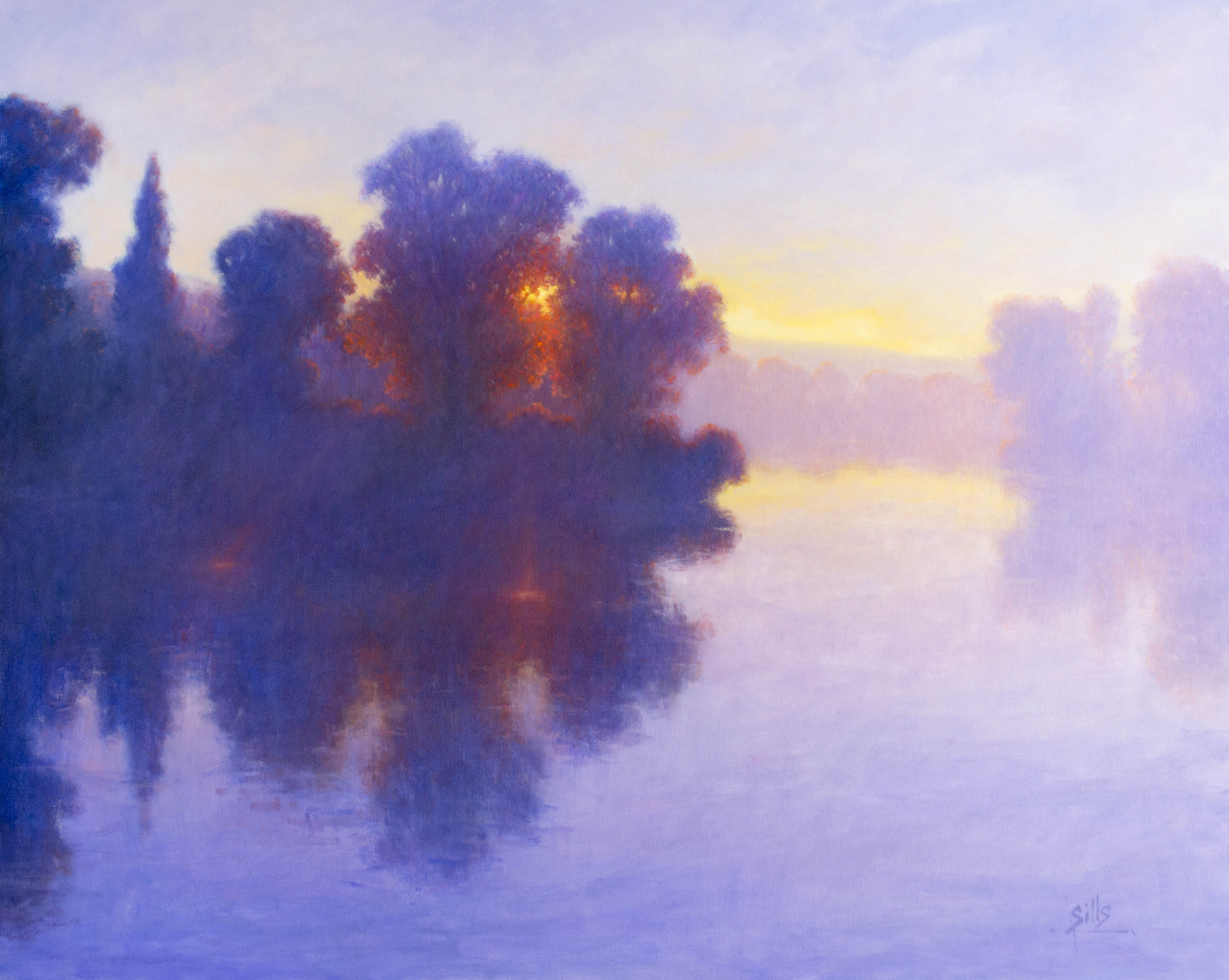 Sills, "Crimson Sunset," Oil on Canvas, 48 x 60 in.