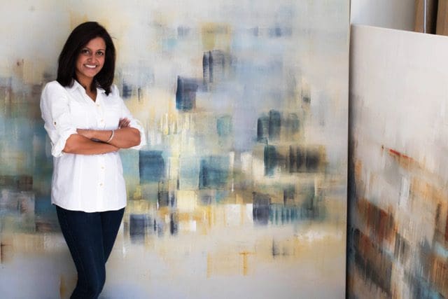 Shivani Dugar with her art (photo courtesy of the artist)