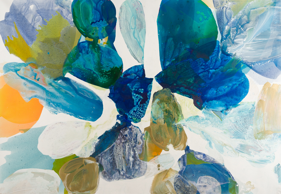 Liz Leventhal, "Water Petals 14", Mixed Media on Canvas, 50 × 72 inches.