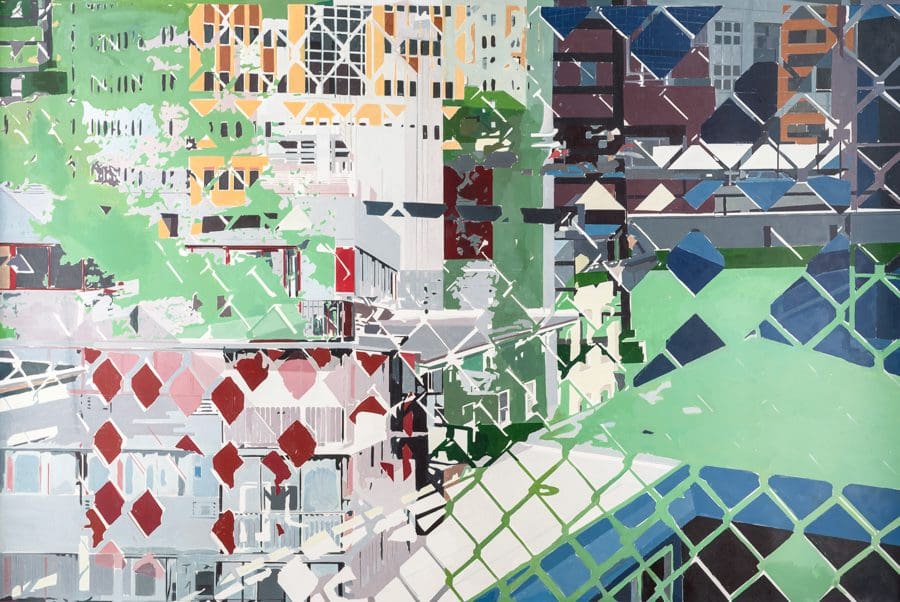 Beb Schwab, In Equals Out, Oil on Canvas, 52 × 77 inches