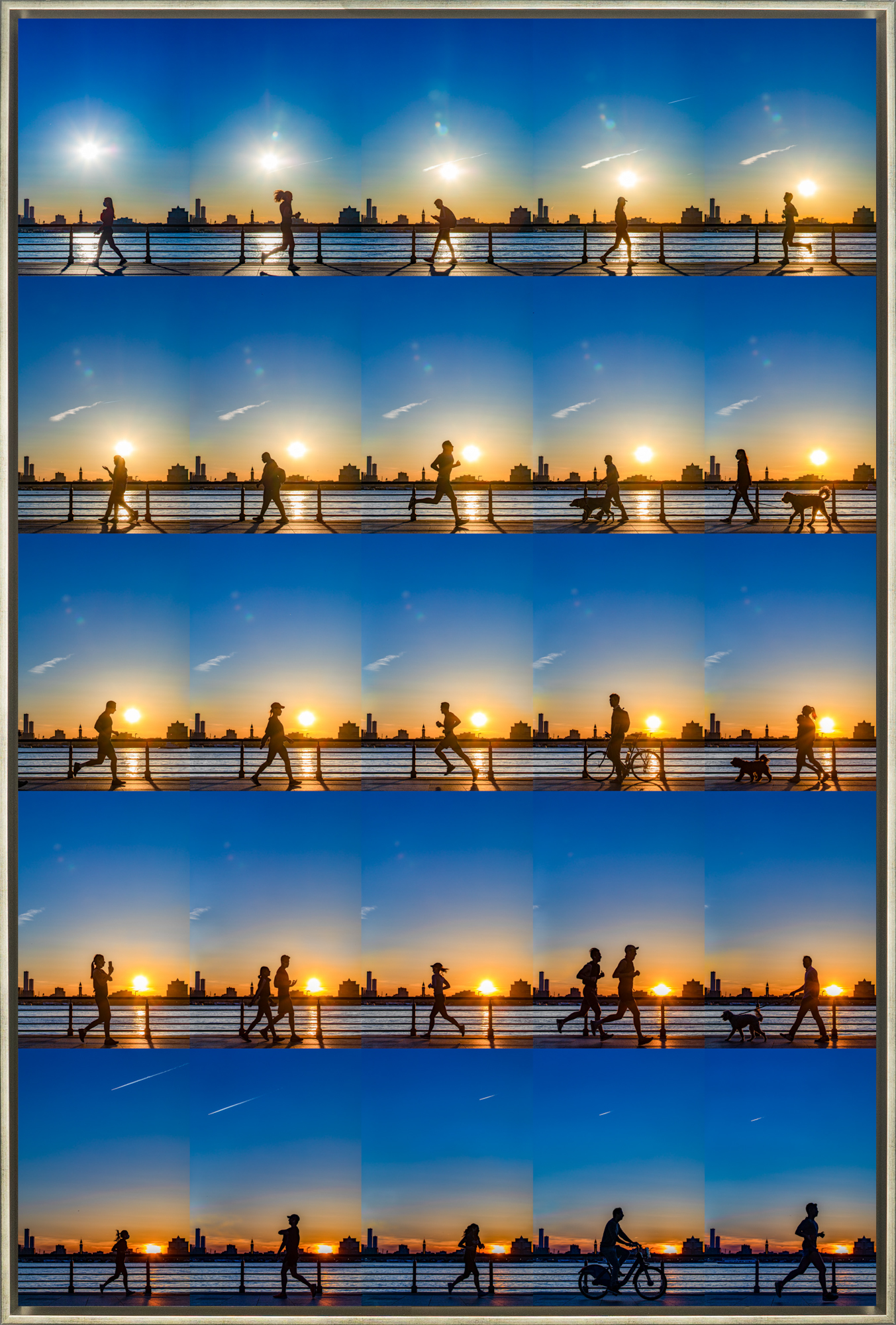 Xan Padron, Hudson Rive Park Sunset, NYC, Photograph on Aluminum, 45 X 30 Inches; 46 X 31 Inches Framed, Limited Edition